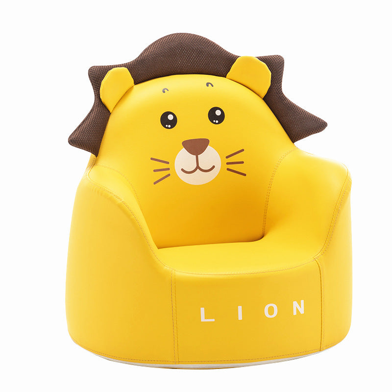 Kids Cartoon Animal Leather Rabbit Bear Dinosaur Low Stool — Pink Bear