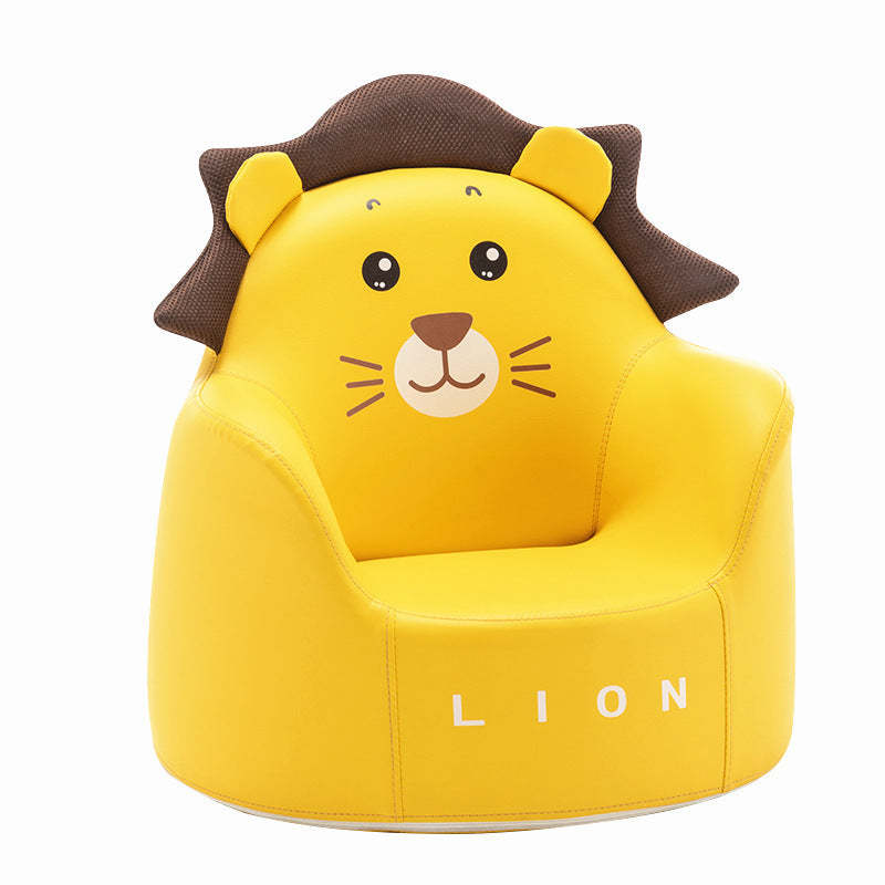 Kids Cartoon Animal Leather Rabbit Bear Dinosaur Low Stool — Pink Bear