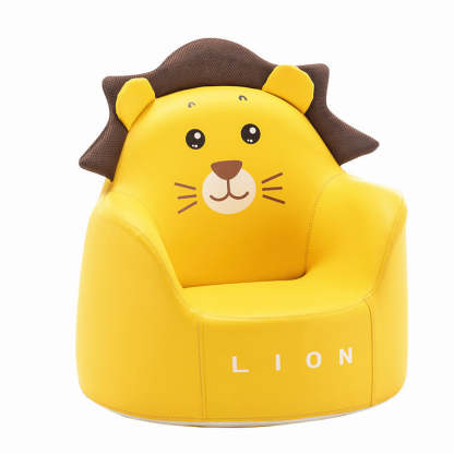 Kids Cartoon Animal Leather Rabbit Bear Dinosaur Low Stool — Pink Bear