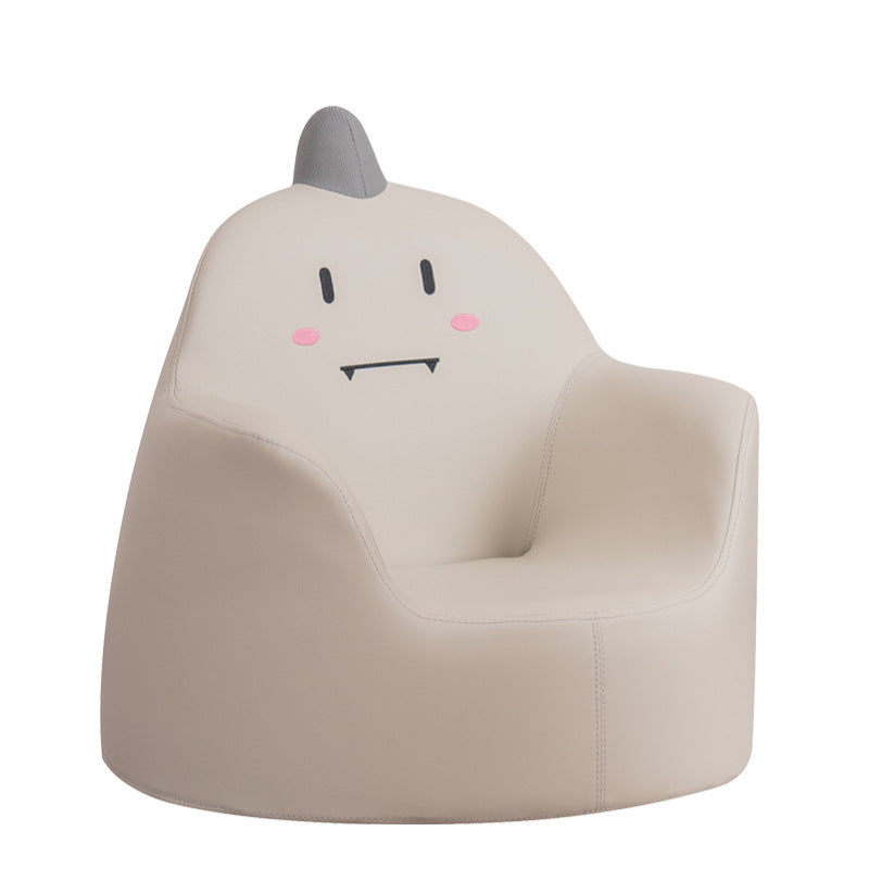 Kids Cartoon Animal Leather Rabbit Bear Dinosaur Low Stool — Gray Dinosaur - A