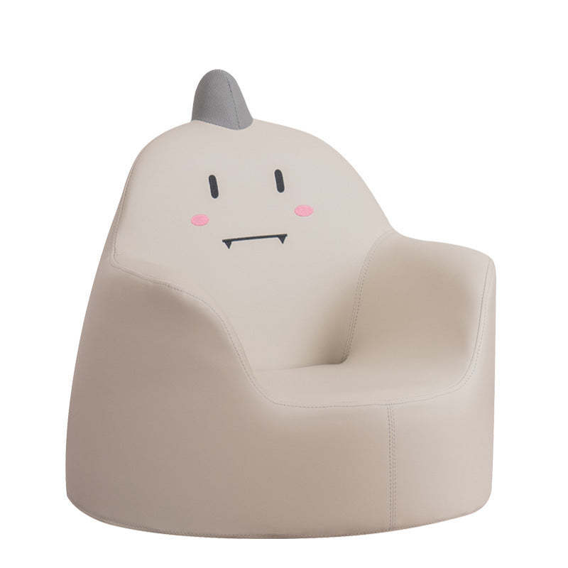Kids Cartoon Animal Leather Rabbit Bear Dinosaur Low Stool — Gray Dinosaur - A