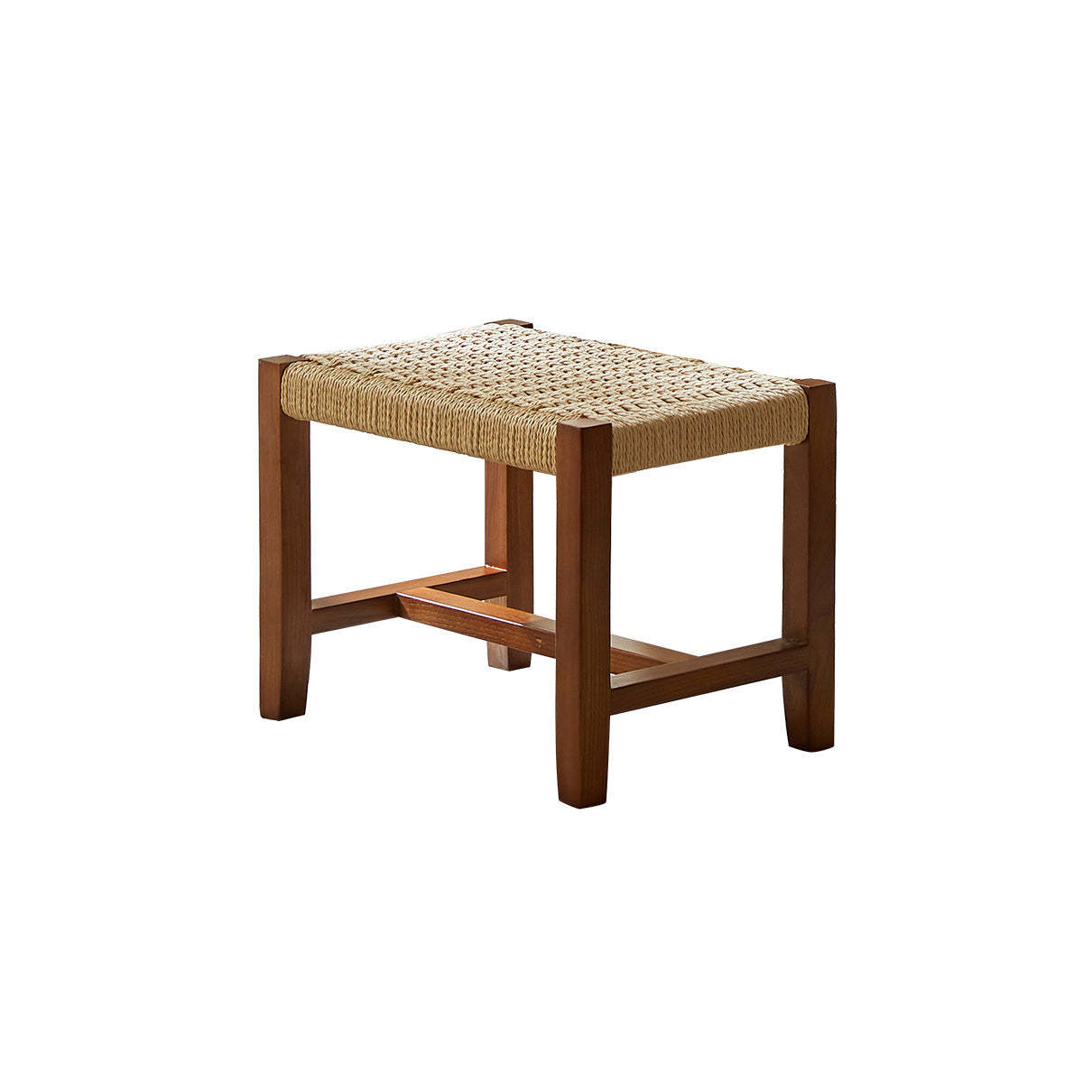 Japanese Ash Wood Rattan Rocking Recliner with Footstool