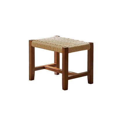 Japanese Ash Wood Rattan Rocking Recliner with Footstool