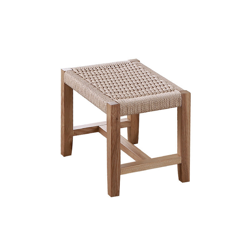 Japanese Ash Wood Rattan Rocking Recliner with Footstool