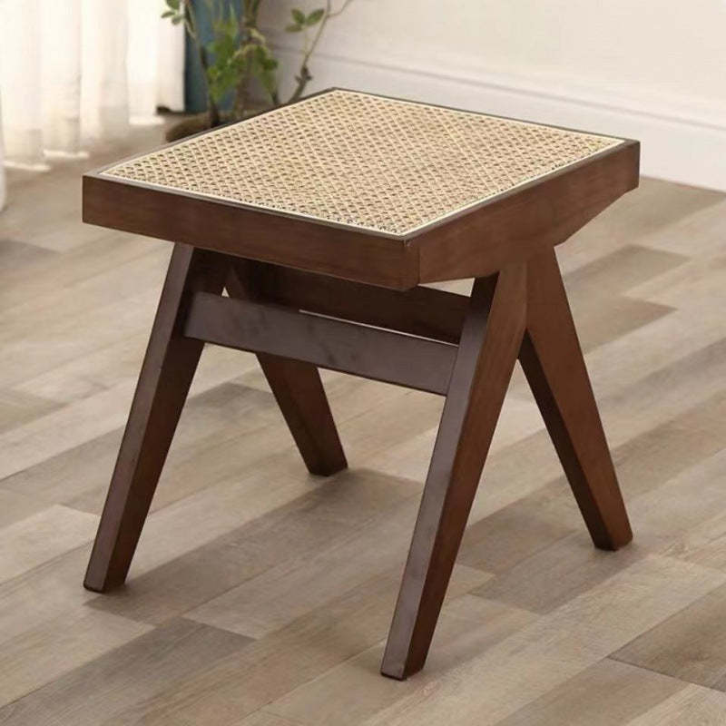 Japanese low rubberwood natural footstools — 15.75" L x 17.72" W x 17.72" H / Walnut