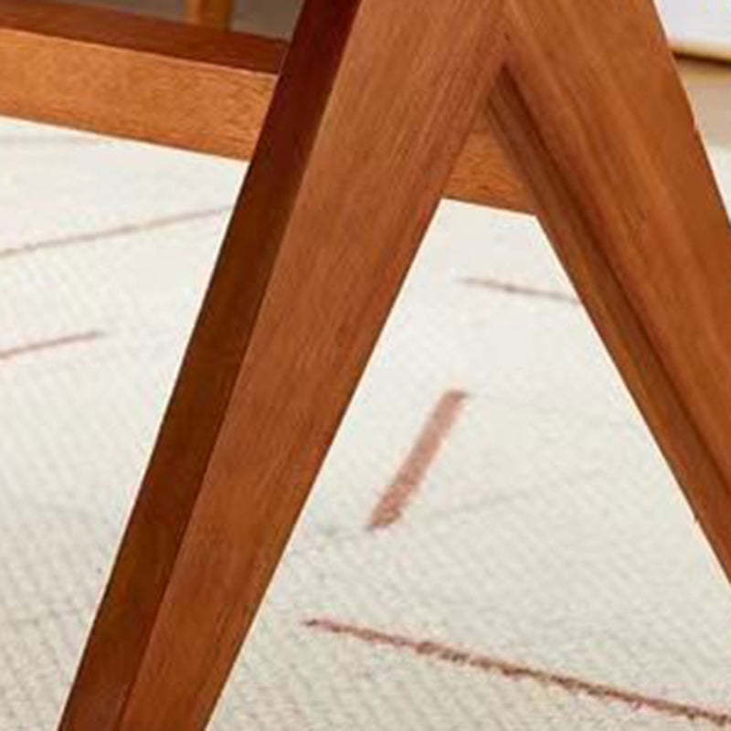 Japanese Rubber Wood Rattan Low Stool