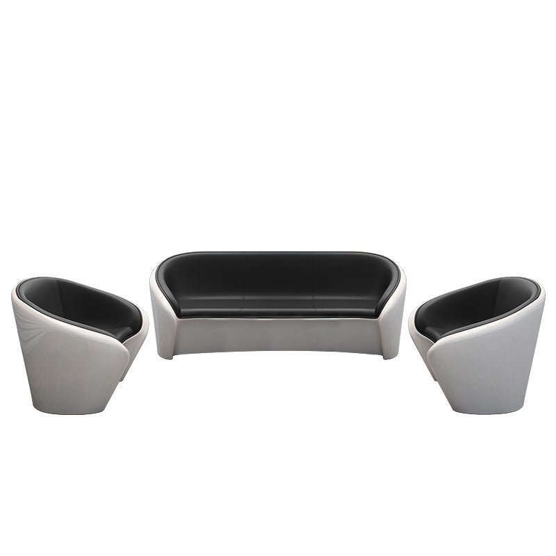 Scandinavian Leather Oval Chair Table Set