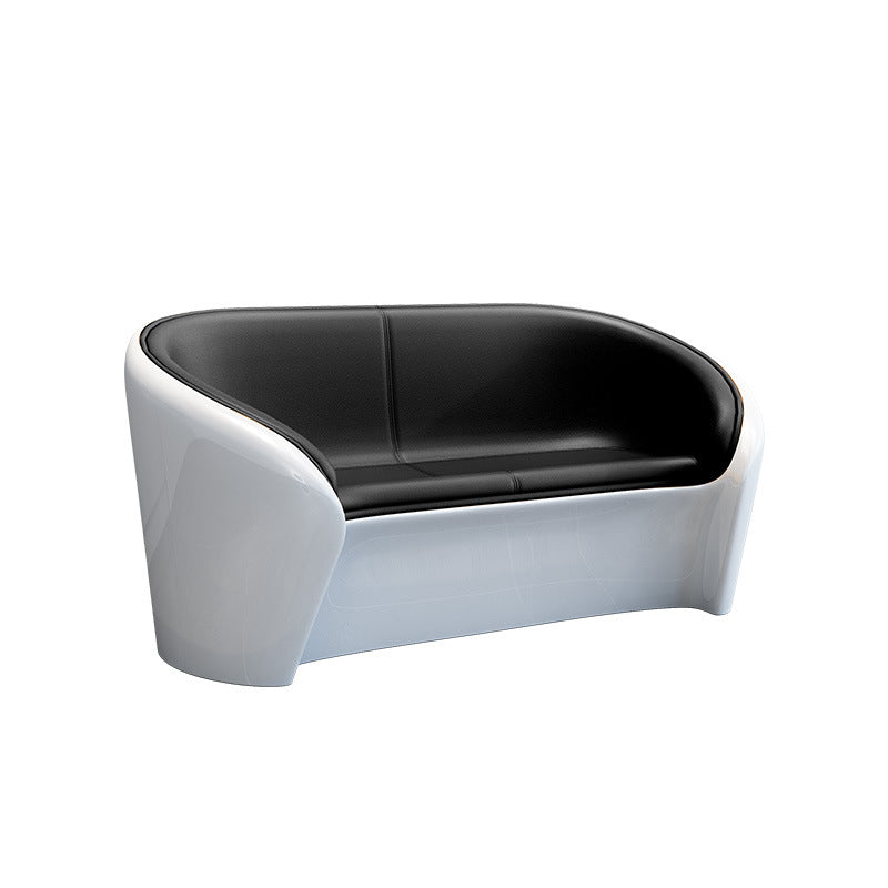 Scandinavian Leather Oval Chair Table Set