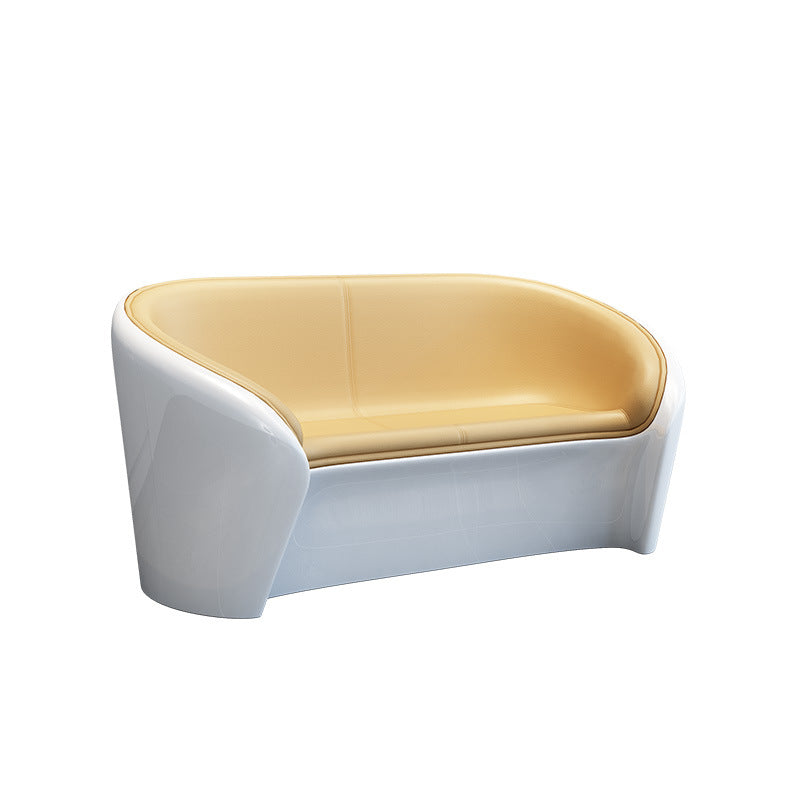 Scandinavian Leather Oval Chair Table Set