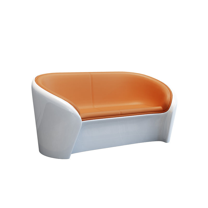 Scandinavian Leather Oval Chair Table Set