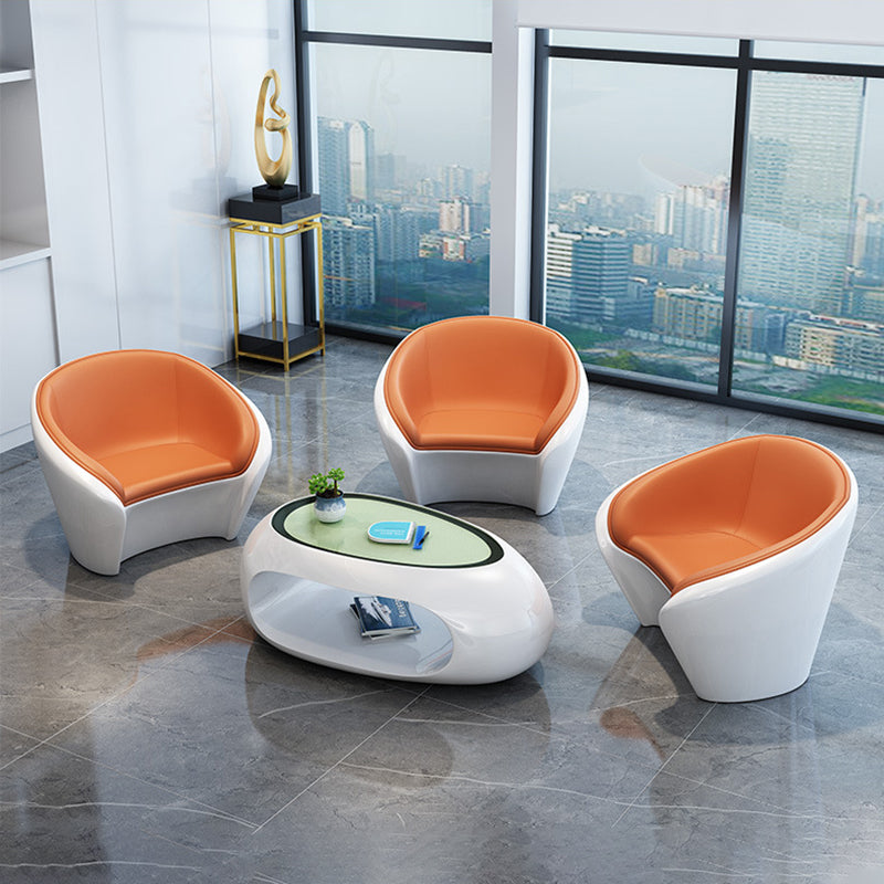 Scandinavian Leather Oval Chair Table Set