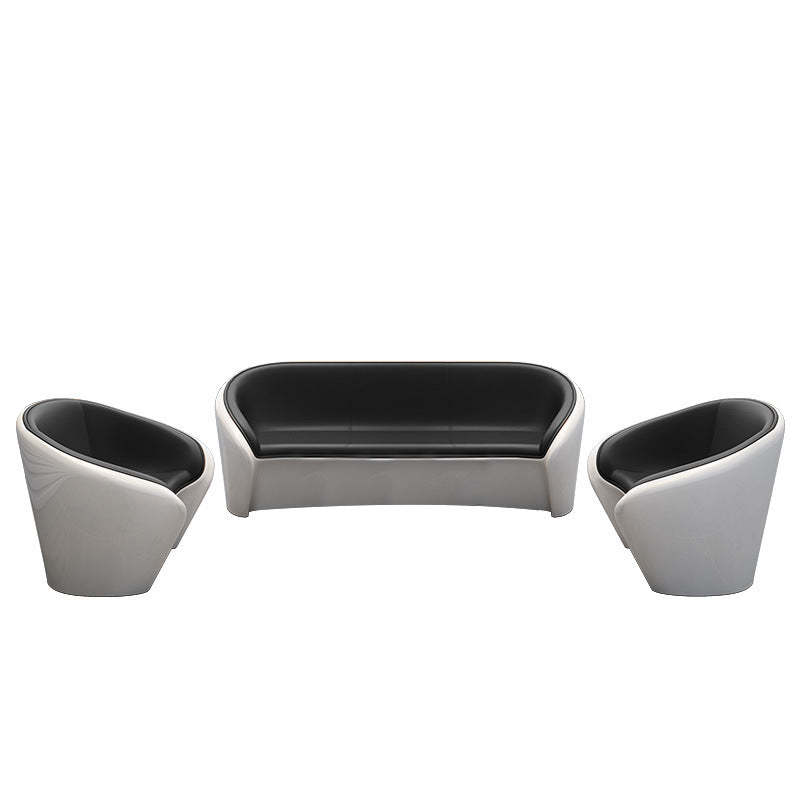 Scandinavian Leather Oval Chair Table Set