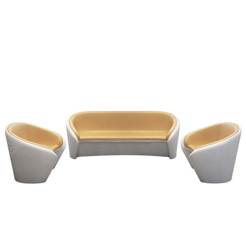 Scandinavian Leather Oval Chair Table Set