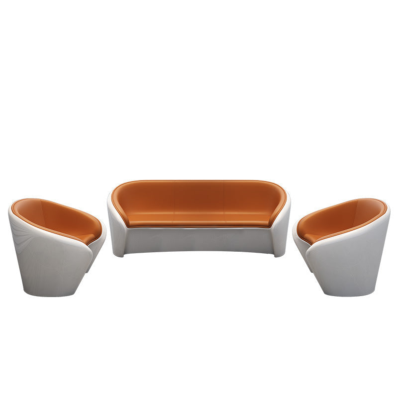 Scandinavian Leather Oval Chair Table Set