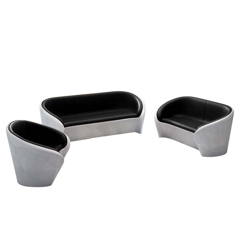 Scandinavian Leather Oval Chair Table Set