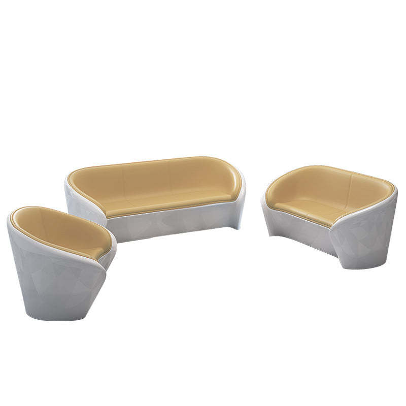 Scandinavian Leather Oval Chair Table Set