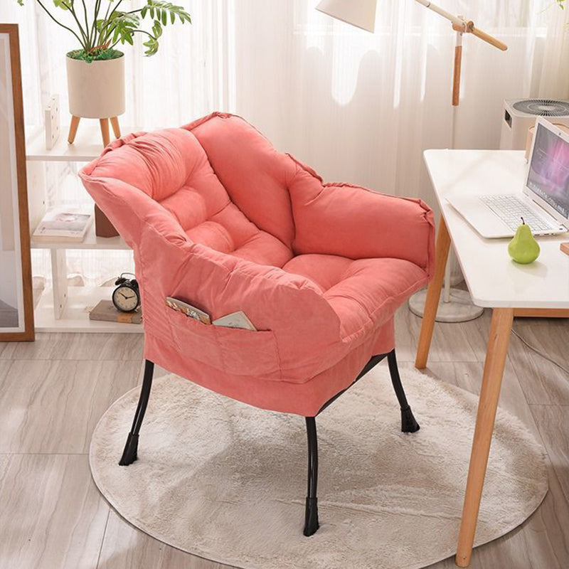 Scandinavian Deerskin Flannel Petal Accent Chair — Cotton And Linen Fabric / Dark Gray