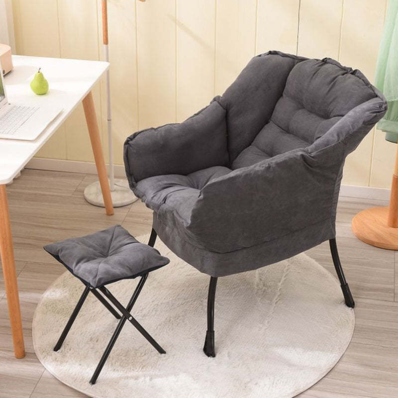 Scandinavian Deerskin Flannel Petal Accent Chair — Cotton And Linen Fabric / Light Gray