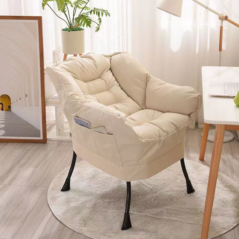 Nordic petal flannel gray ceramic accent chairs, Lighom — Cotton Linen / White