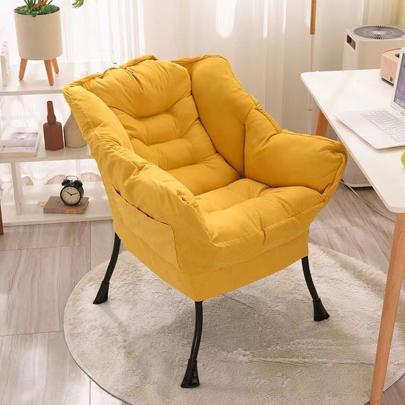 Scandinavian Deerskin Flannel Petal Accent Chair — Cotton And Linen Fabric / Yellow
