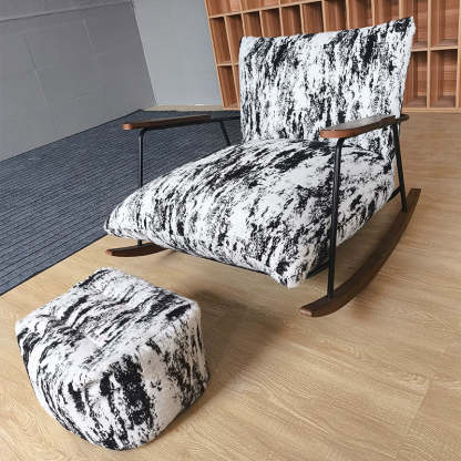 French Fabric Iron Rocking Recliner with Footrest