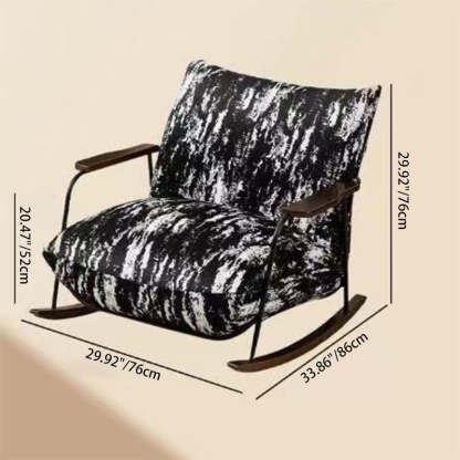 French Fabric Iron Rocking Recliner with Footrest — Chair + Footrest / Ink Black