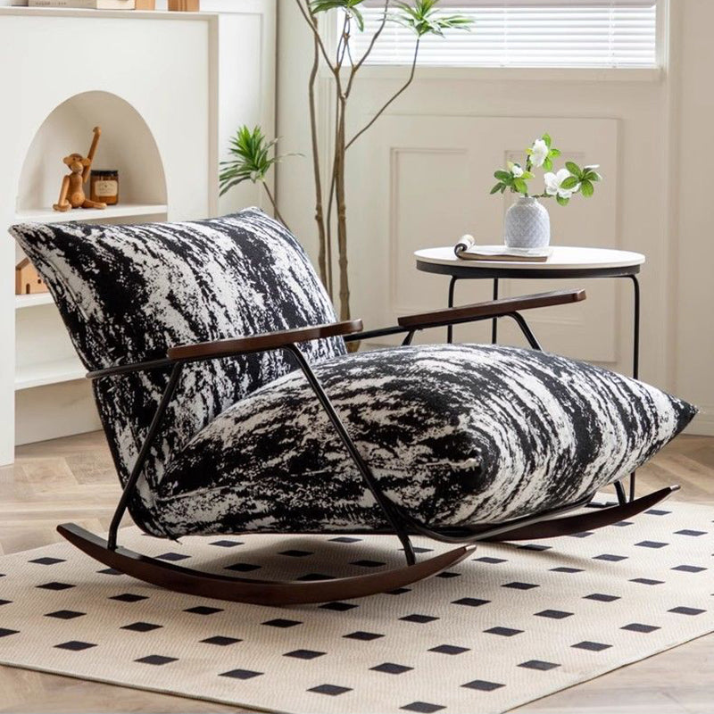 French Fabric Iron Rocking Recliner with Footrest