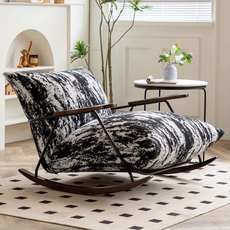 French Fabric Iron Rocking Recliner with Footrest