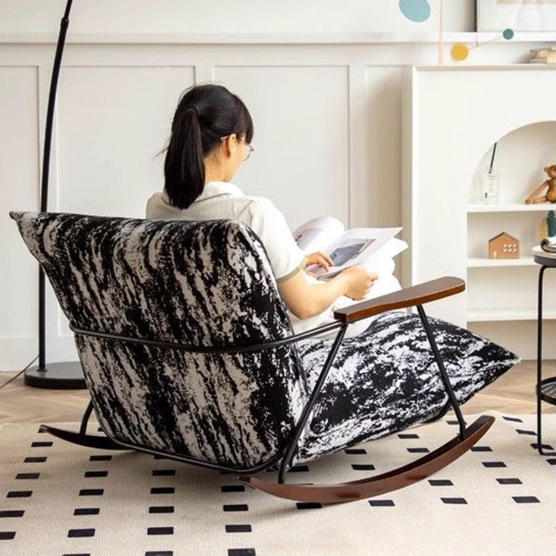 French Fabric Iron Rocking Recliner with Footrest
