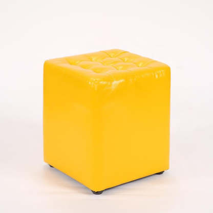 Modern Leather Wood Round Backless Footstool — Square / White