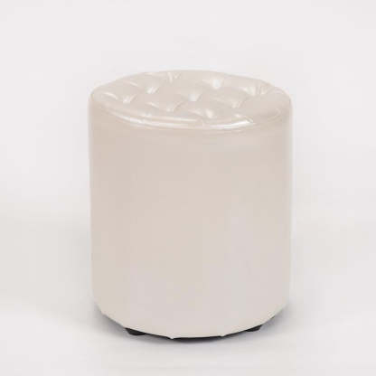Modern Leather Wood Round Footstool