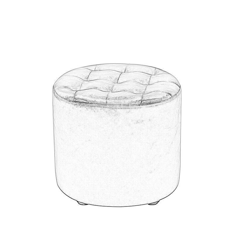 Modern Leather Wood Round Backless Footstool — Round / White