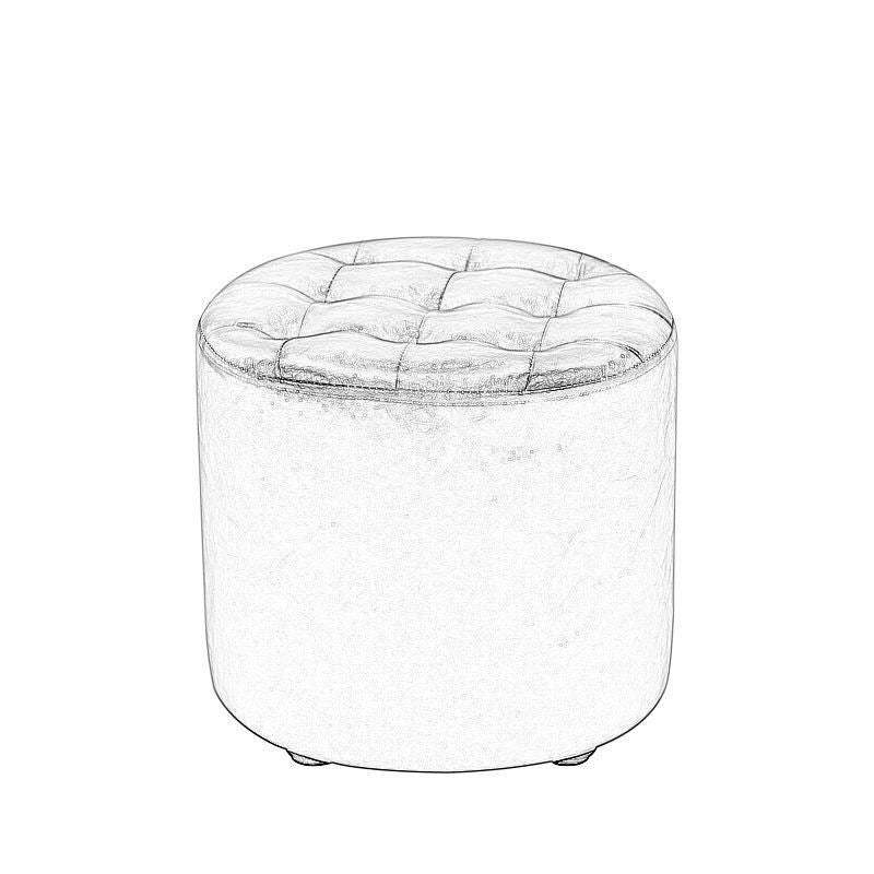 Modern Leather Wood Round Backless Footstool — Round / White