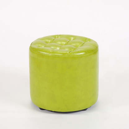 Modern Leather Wood Round Backless Footstool