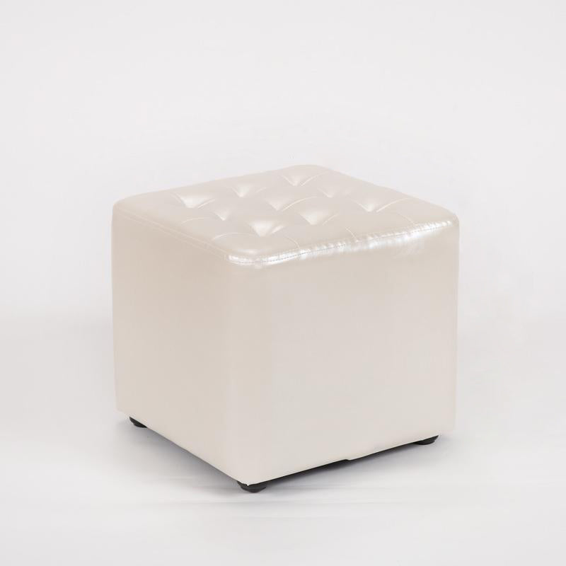 Modern Leather Wood Round Backless Footstool — Round / Gold