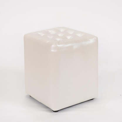 Modern Leather Wood Round Footstool — Square / Burgundy