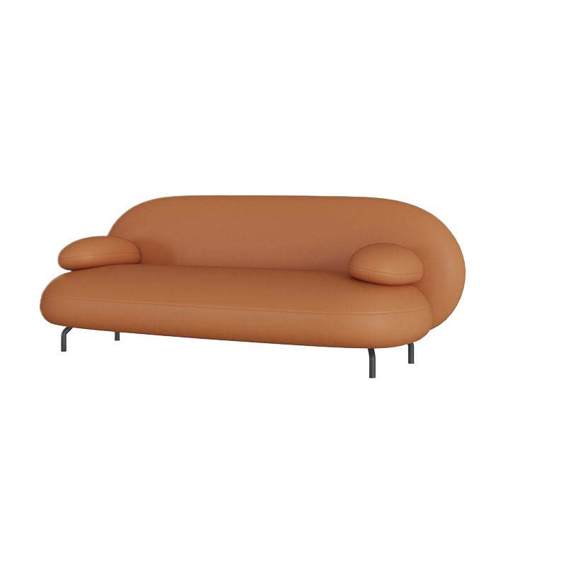 Nordic Leather Wood Iron Oval Sofa