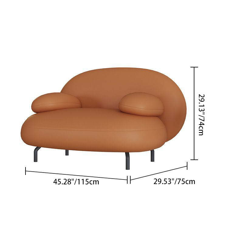 Nordic Leather Wood Iron Oval Sofa