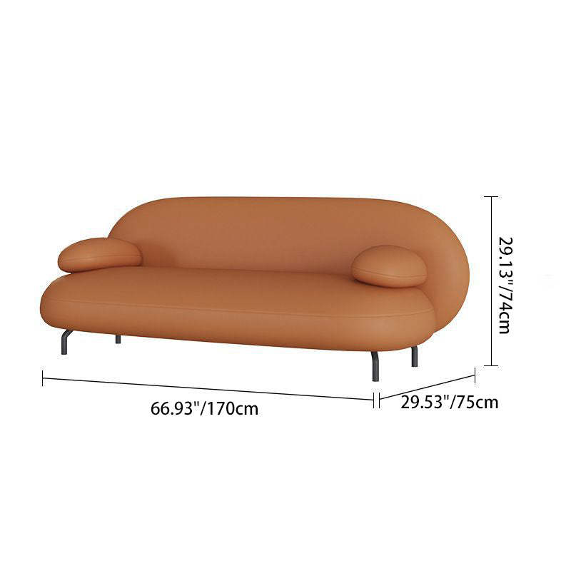 Nordic Leather Wood Iron Oval Sofa