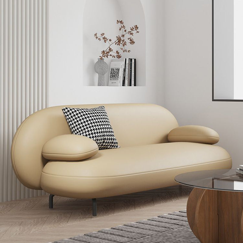 Nordic Leather Wood Iron Oval Sofa — Orange - Technical Fabric