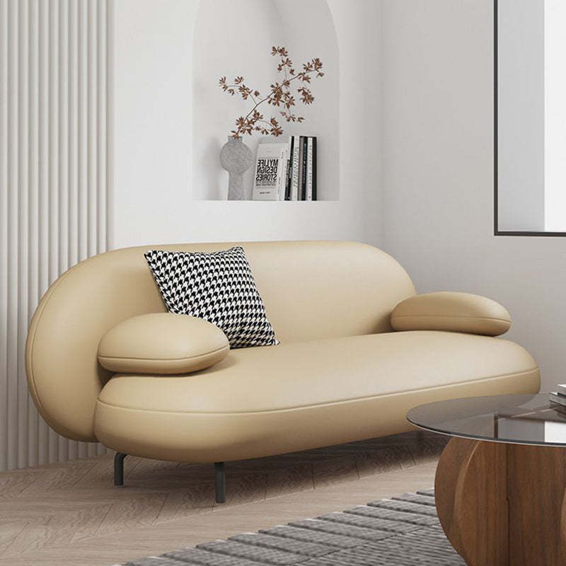 Wood leather oval sofa sofas - nordic — 45" L x 29.5" W x 29" H / White Leather