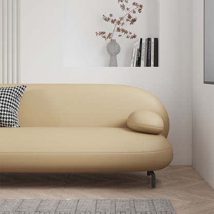 Nordic Leather Wood Iron Oval Sofa