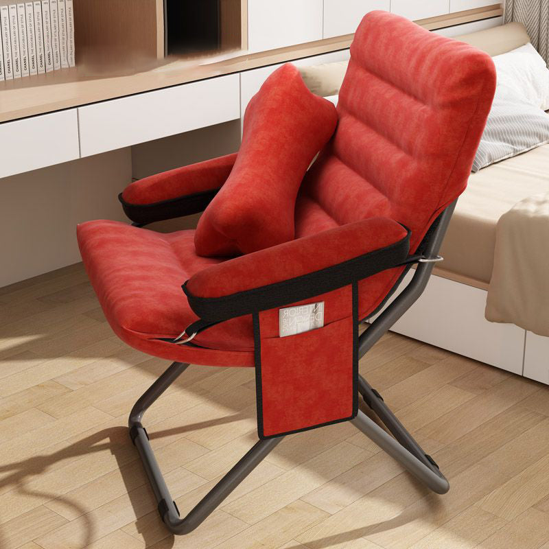Modern Velvet Metal Cotton Foldable Recliner with Footrest — With Pillow / Brown