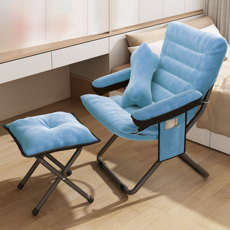 Modern Velvet Metal Cotton Foldable Recliner with Footrest — With Footrest / Green