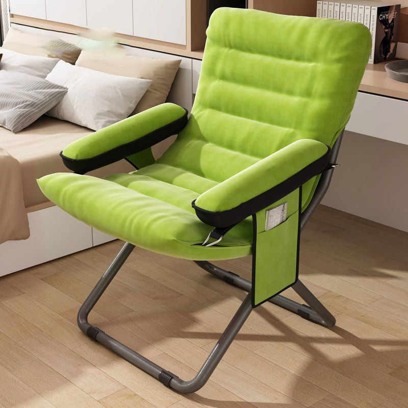 Modern Velvet Metal Cotton Foldable Recliner with Footrest — With Footrest / Dark Blue