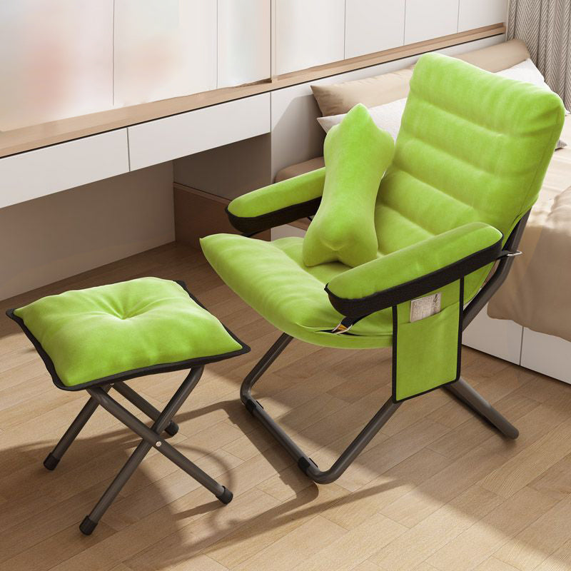 Modern Velvet Metal Cotton Foldable Recliner with Footrest — With Footrest / Orange