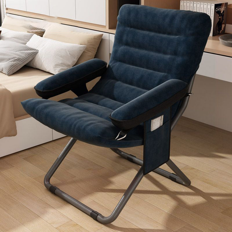 Modern Velvet Metal Cotton Foldable Recliner with Footrest — With Footrest / Gray