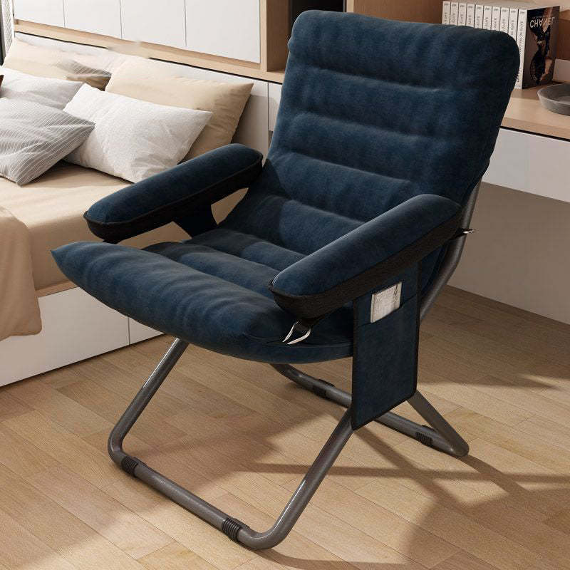 Modern Velvet Metal Cotton Foldable Recliner with Footrest — With Footrest / Gray