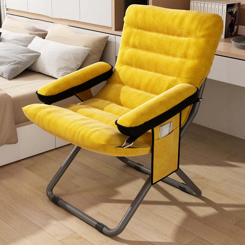 Modern Velvet Metal Cotton Foldable Recliner with Footrest — Only Chair / Orange