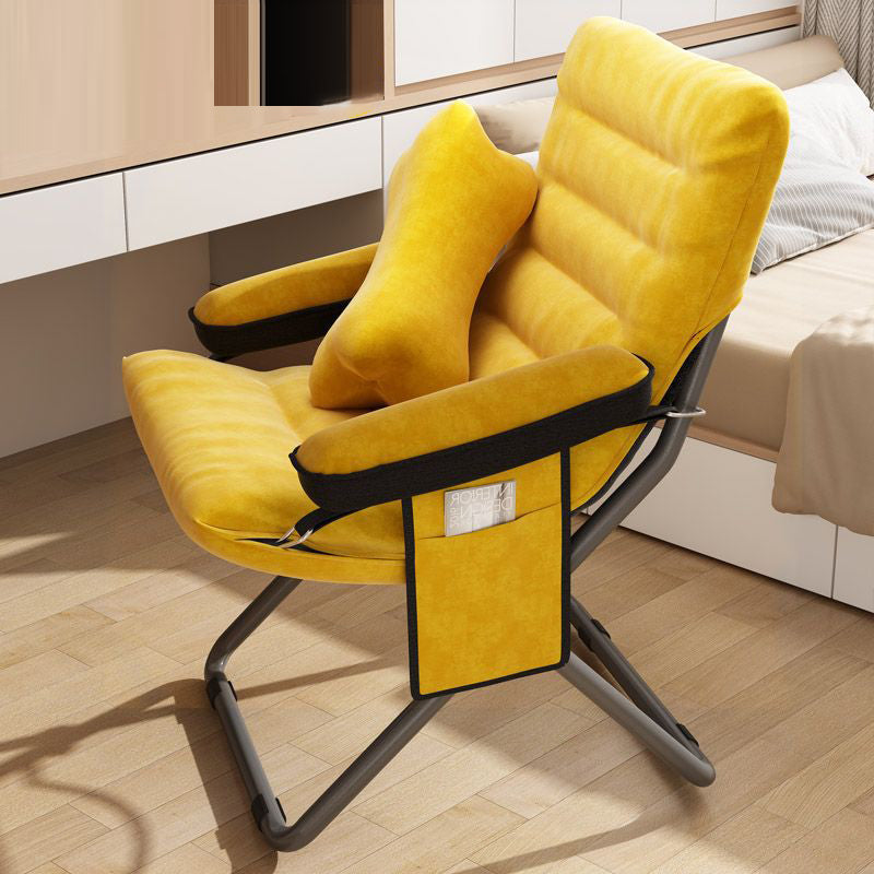 Modern Velvet Metal Cotton Foldable Recliner with Footrest — Only Chair / Red